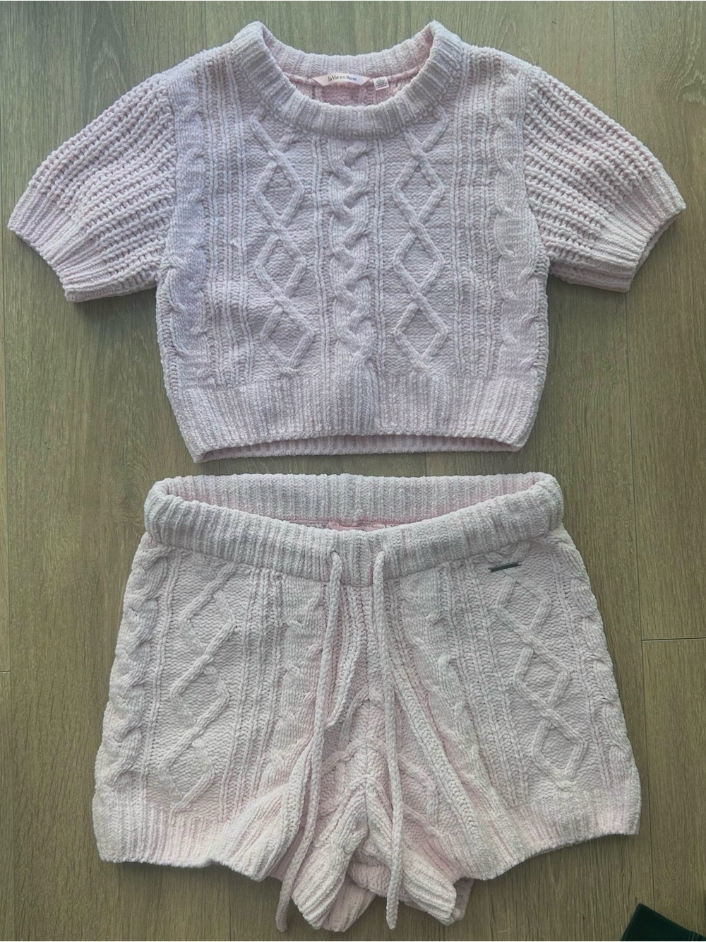 La Vie en Rose Cable Knit Shorts Pajama Set Loungewear